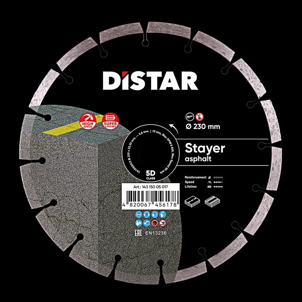 Disque à tronçonner diamanté Distar 1A1RSS 230 STAYER, 14315005017