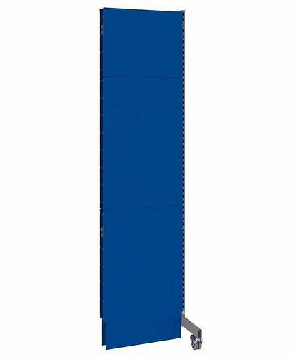Cloison acoustique mobile DENIOS, panneau rapporté, L 625, H 2500 mm, tôle perforée acoustique d'un côté, gris/bleu, 293114
