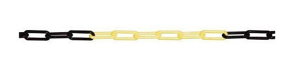 Chaîne de barrière DENIOS en plastique, longueur 10 m, jaune/noir, diamètre 6 mm, 236-899