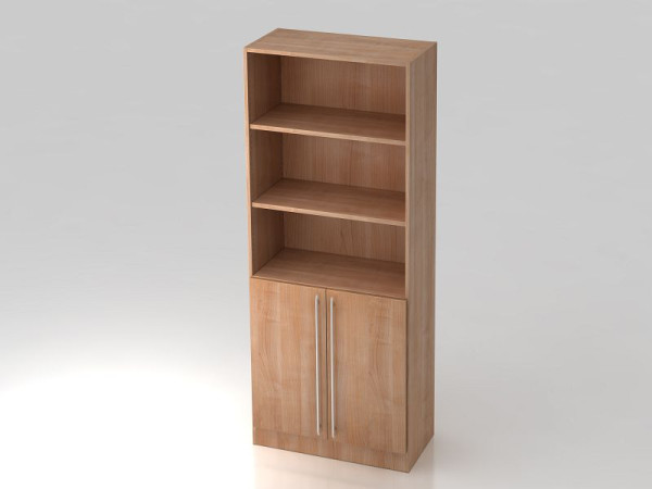 Armoire Hammerbacher 5OH, 2 portes sous le panneau de plinthe, poignée de garde-corps noyer/noyer, 80x42x200,4 cm (LxPxH), V7700/N/N/RE