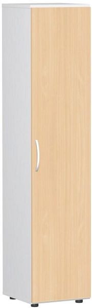 armoire à portes battantes geramöbel avec pieds, poignée gauche ou droite, amortisseur de porte inclus, non verrouillable, 400x420x1808, hêtre/blanc, S-345100-BW