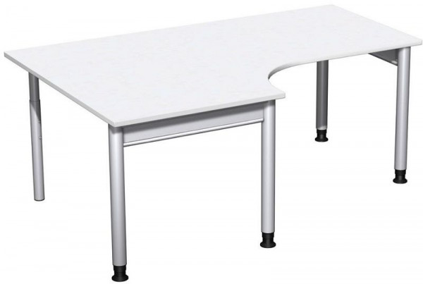 Bureau PC geramöbel gauche, réglable en hauteur, 1800x1200x680-820, blanc/argent, N-657310-WS
