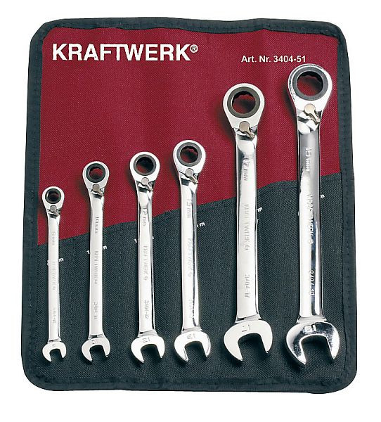 Jeu de 6 clés mixtes à cliquet Kraftwerk 8 10 12 13 17 19, 3404-51