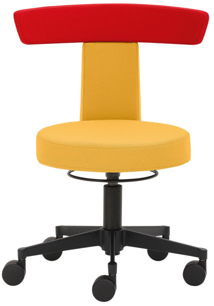 Tabouret fonctionnel Mayer Sitzmöbel , entièrement rembourré, roulettes pour tapis, hauteur d'assise 41 - 52 cm, jaune/orange, 1262_619