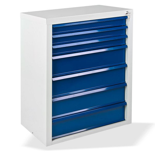 Armoire à tiroirs ADB "MAMMUT" 7 tiroirs / dimensions : LxPxH = 70cm x 43,5 cm x 90cm, gris clair/bleu clair, 24773