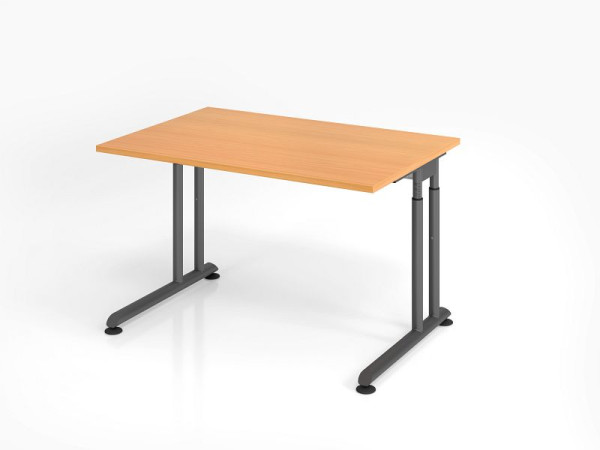 Bureau Hammerbacher ZS12, 120 x 80 cm, plateau : hêtre, épaisseur 25 mm, chant épais en ABS, forme rectangulaire, graphite, VZS12/6/G