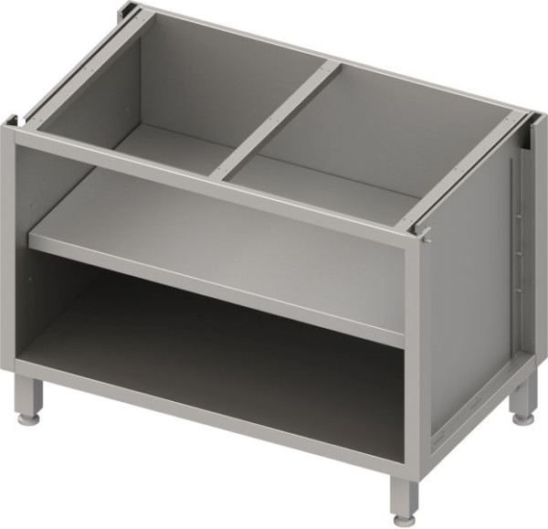 Stalgast caisson bas en acier inoxydable version 2.0, pour pieds/cadre de plinthe, ouvert, avec étagère intermédiaire 1900x640x660 mm, BX19650