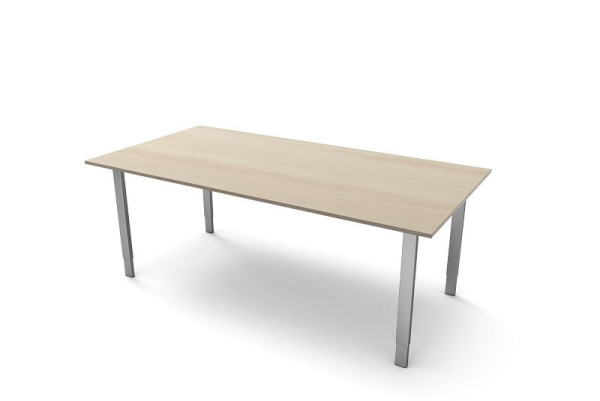 Kerkmann bureau extra large / table de réunion avec structure à 4 pieds, L 2000 x P 1000 x H 680-820 mm, forme 5, couleur : érable, 11419550