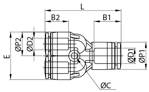 temporisateur B-YVr2-2x6-8-KU, raccord en Y réducteur en deux versions, Ø tuyau : 8 mm, Ø tuyau : 6 mm, UE : 5 pièces, 03070140