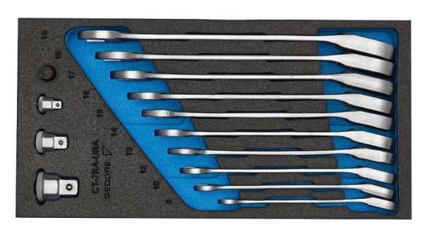 GEDORE CT insert avec assortiment, jeu de clés à fourche avec cliquet annulaire, commutable, CT, 2327678