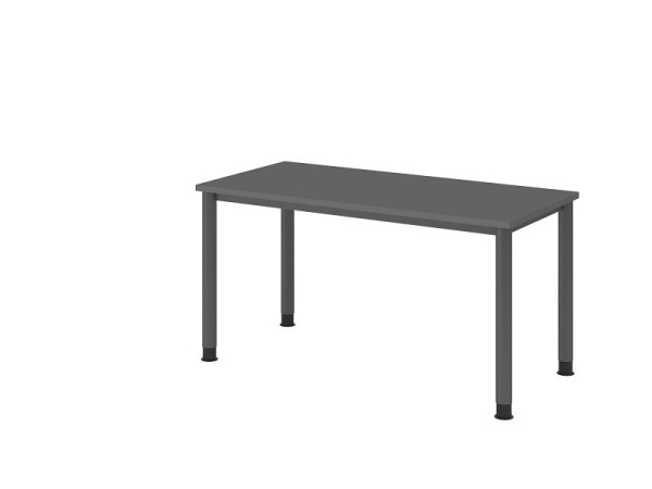 Bureau Hammerbacher HS614, 140 x 67 cm, plateau : graphite, épaisseur 25 mm, structure à 4 pieds en graphite, hauteur de travail 68,5-81 cm, VHS614/G/G