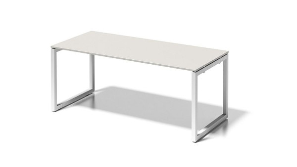 Bureau Bisley Cito, structure en O hauteur fixe 730 mm, H 19 x L 1800 x P 800 mm, gris blanc/blanc signalisation, DOF1808GW396