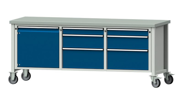 Établis ANKE Établi en caisson, modèle 125 V, 2000 x 700 x 840 mm, RAL 7035/5010, ZBP 40 mm, 306.072