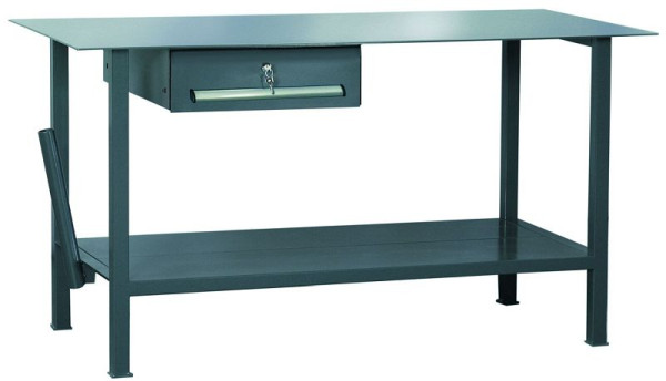 Table de soudage KLW, 1500 x 700 x 855 mm, avec plan de travail en tôle d'acier épaisseur 5 mm, 1 tiroir en tôle d'acier FH, WPS04N-1500-001