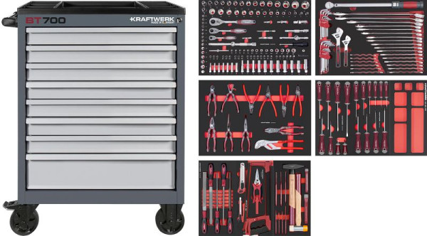 Chariot d'atelier Kraftwerk BT700 8 tiroirs 242 pièces, 102.470.515