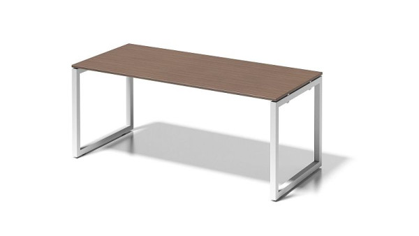 Bureau Bisley Cito, structure en O hauteur fixe 730 mm, H 19 x L 1800 x P 800 mm, noyer/blanc signalisation, DOF1808WN396