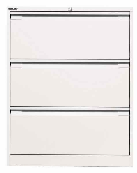 Classeur suspendu Bisley, double rail 3 tiroirs HR, blanc signalisation, DF3696