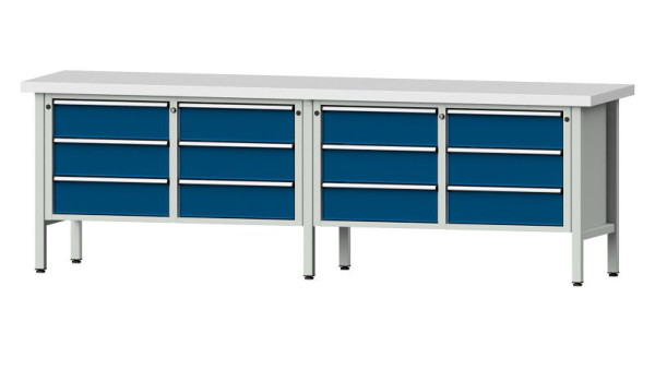 Établis ANKE établi à caissons, modèle 108 V, 2800 x 700 x 900 mm, RAL 7035/5010, KSP 50 mm, 301.451