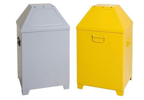 Poubelle DENIOS AB 100 en tôle d'acier, volume 95 litres, jaune, 116-773