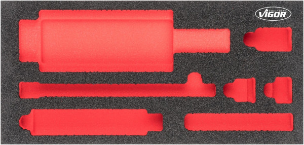 Inserts en mousse souple bi-composant VIGOR, dimensions insert / taille tiroir : S (188 x 393 x 35 mm), utilisation : V5058, V5058-L