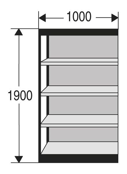 Kerkmann étagère de bureau Progress 2000, L 1000 x P 400 x H 1900 mm, noir/gris clair, 50221215