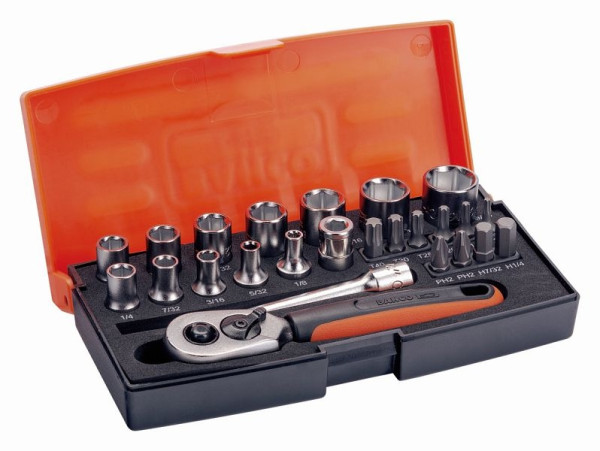 Jeu de clés à douille Bahco 1/4", 25 pièces, impérial, SL25AF