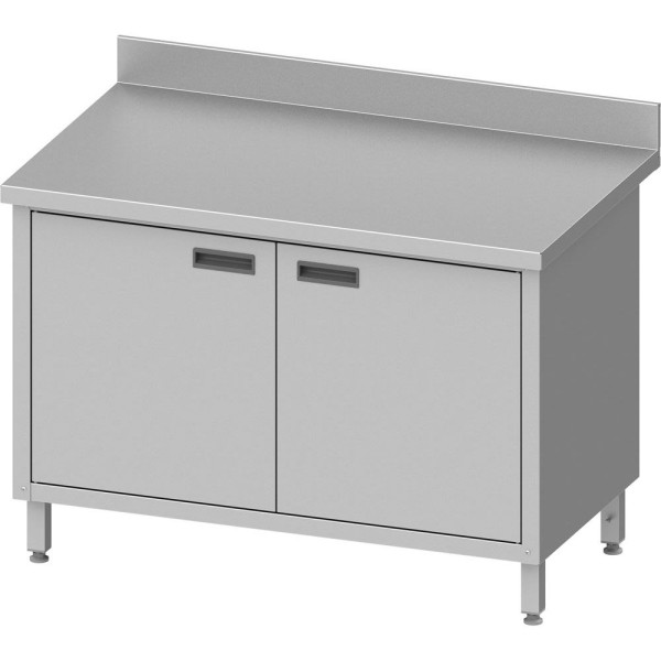 Armoire de travail Stalgast ECO avec portes battantes 800x600x850 mm, avec dosseret, à monter soi-même (AISI201), DAS08661A