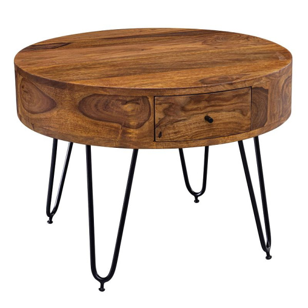Table basse Wohnling Sheesham bois massif / métal 60 x 44,5 x 60 cm, WL5.958