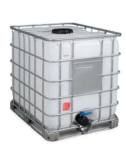 Conteneur DENIOS Recobulk IBC, cadre en acier, 1000 l, ouverture NW225, sortie NW80, 266-185