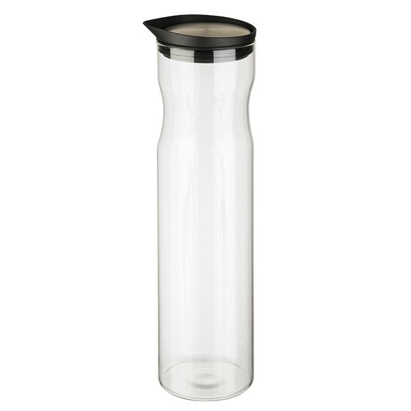 Carafe en verre APS, Ø 8 cm, hauteur : 32 cm, 1,2 litres, verre, inox 18/8, silicone, couvercle poli mat, 10722