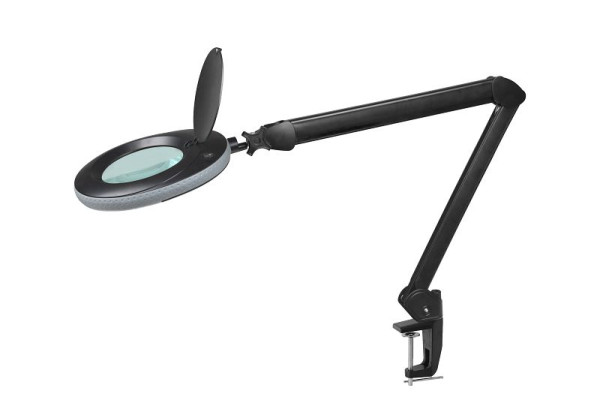 Lampe loupe/lampe de travail Lumeno 7213SW 3 dioptries 96 LED, anneau gris, noir, UE : 6 pièces, 7213SW-MKIII