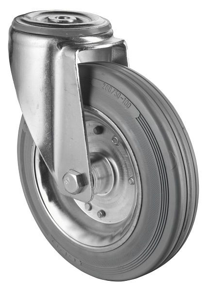 Rouleau de transport BS rollers, largeur de roue 50 mm, Ø roue 200 mm, capacité de charge 200 kg, bande de roulement en caoutchouc gris, jante en acier du corps de roue, roulement à rouleaux, L101.B56.200