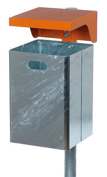 Poubelle rectangulaire Renner 40 L (sans cendrier), pour fixation murale et sur poteau, galvanisée, support et capot revêtus, vert mousse, 7049-00PB 6005