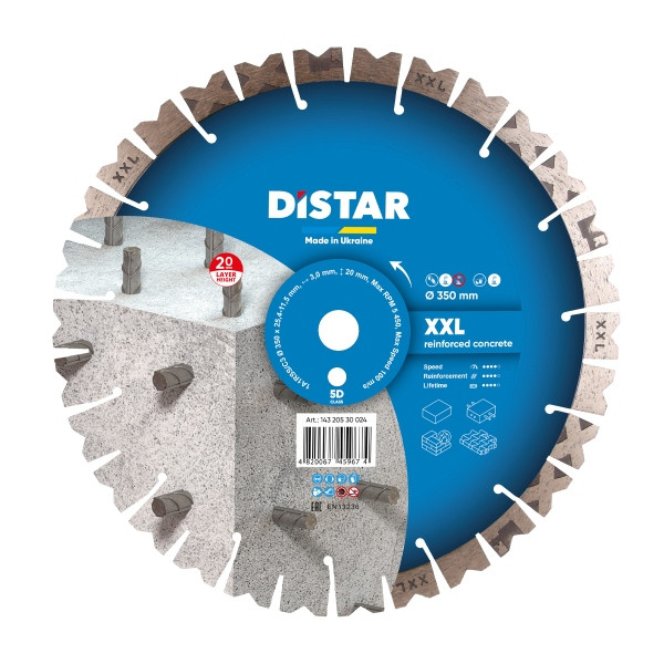 Disque à tronçonner diamanté Distar 1A1RSS 350 XXL, diamètre d'alésage 25,4 mm, 14320530024