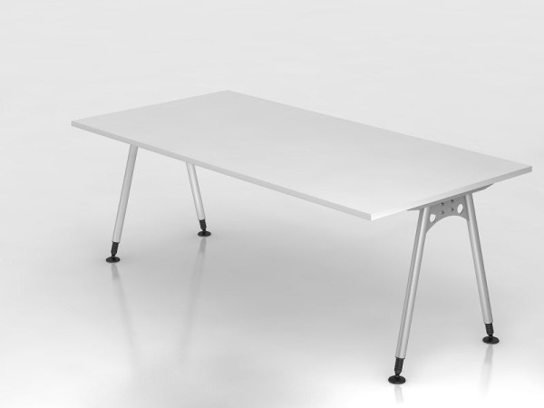 Bureau Hammerbacher pied A 200x100cm blanc, forme rectangulaire, VAS2E/W/S