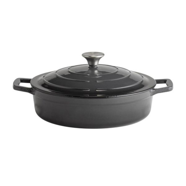 Rôtissoire APS avec couvercle "5 ÉTOILES", en fonte, adaptée à l'induction, va au four, avec support de couvercle, Ø 28 cm, 3 litres, anthracite, 88305