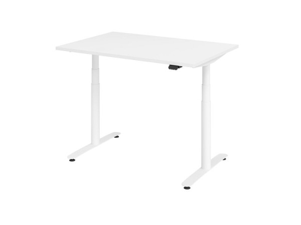 Hammerbacher bureau assis-debout électrique 120x80cm blanc/blanc, VXDLR12/W/W