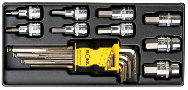 Jeu de clés hexagonales ELORA 1/2 ", 18 pièces, MS-13, 0000513001000