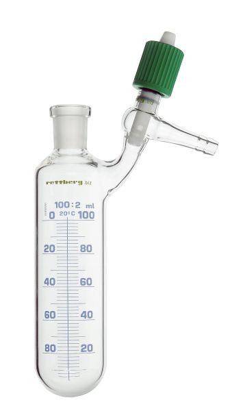 Tube de Rettberg Schlenk, 100 ml, manchon NS 29/32, valve latérale HV PTFE 0 - 8 mm, gradué, 107000165