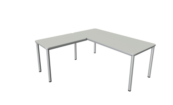 Poste de travail angulaire Kerkmann Prime, bureau L 1800 x P 800 x H 750 mm, table d'extension 1000 x 600 x 750 mm, gris clair, 11043111