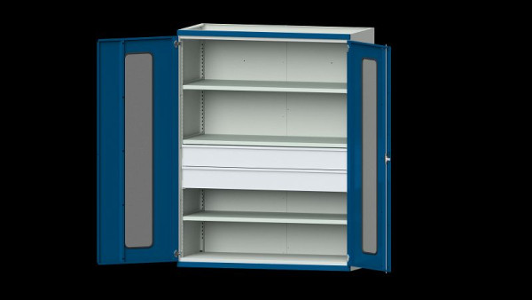 Etablis ANKE, armoire pour charges lourdes, modèle 302, 1485 x 690 x 1950 mm, zone de visualisation en plexiglas, RAL 7035/5010, 621.282