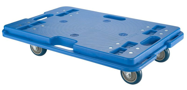 BS Wheels All-Purpose Roller 950, plastique bleu, dimensions de plateau 400x600 mm, avec 4 roues PU bleues, roulements à billes, pack : 2 pièces, A.-ROLLER.950