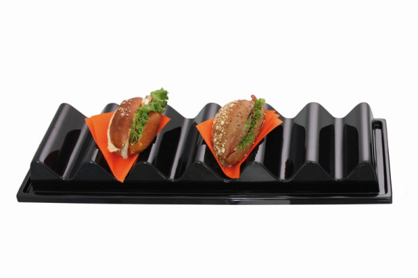 Présentoir à snacks Schneider, 600 x 195 x 70 mm, plastique noir, 227550