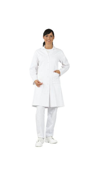 Manteau de travail femme Planam en coton manches longues, blanc pur, taille 36, 1682036