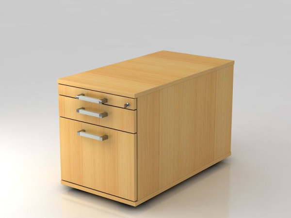Conteneur roulant Hammerbacher 80cm, 1 tiroir, 1 HR, serrure poignée chromée hêtre, 42,8x51,2x80 cm, 1/2/6 HE, VTC20/6/6/CE
