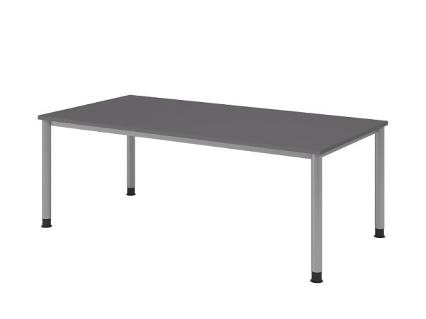 Bureau Hammerbacher 4 pieds rond 200x100cm graphite/argent, forme rectangulaire, VHS2E/G/S