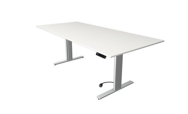 Table assis/debout Kerkmann Move 3 tubes, L 2250 x P 1000 mm, réglable en hauteur électriquement de 720 à 1200 mm, blanc, 10234510