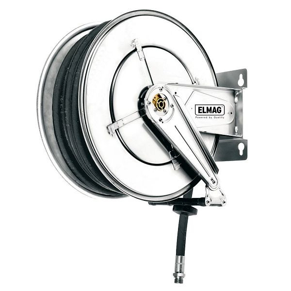 ELMAG enrouleur de tuyau industriel en acier inoxydable '562/15' pour air comprimé et eau 70°C, 30 m, 1', 20 bar, 43436