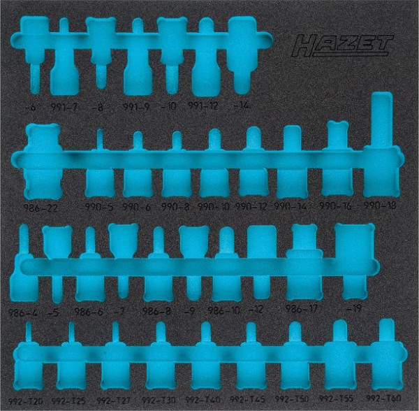 Insert en mousse souple à 2 composants Hazet, pour 163-407/35, dimensions/longueur : 344 mm x 342 mm Taille du système d'organisation : 2/3 (344 x 342 mm), 163-407L