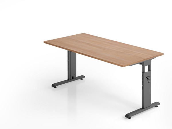 Bureau Hammerbacher OS16, 160 x 80 cm, plateau : noyer, épaisseur 25 mm, chant ABS 2 mm, forme rectangulaire, VOS16/N/G